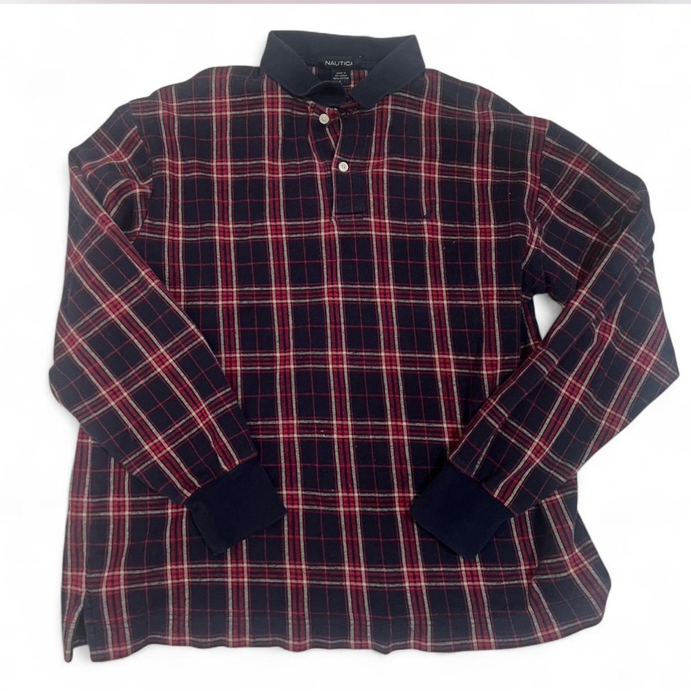 Nautica Men's Classic Plaid Button-Down Shirt #vintage
